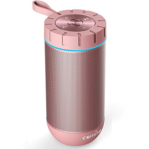 Product Cover COMISO Waterproof Bluetooth Speakers Outdoor Wireless Portable Speaker with 24 Hours Playtime Superior Sound for Camping, Beach, Sports, Pool Party, Shower (Rose Gold)