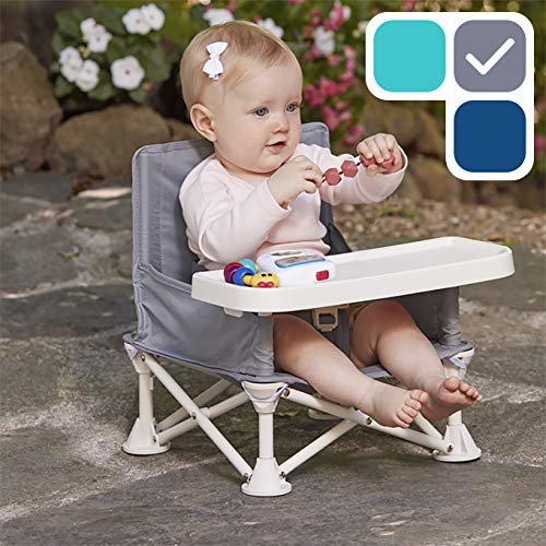 Product Cover hiccapop Omniboost Travel Booster Seat with Tray for Baby | Folding Portable High Chair for Eating, Camping, Beach, Lawn, Grandma's | Tip-Free Design Straps to Kitchen Chairs - Go-Anywhere High Chair