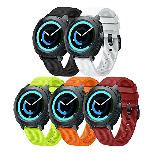 Product Cover ANCOOL Compatible Gear Sport Band Replacement 20mm Silicone Watch Band Compatible Samsung Gear Sport/Galaxy Watch (42mm)/Ticwatch E/Ticwatch 2/Vivoactive 3 Watch - Small 5PCS Pack
