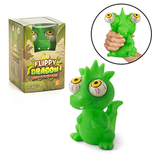 Product Cover IPIDIPI TOYS Flippy Dragon Eye Popping Large Green Squishy - Gag Stocking Stuffers - Squeeze Toy for Stress Reduction - Perfect Dinosaur Gift for Boys and Girls - Great for Kids with Autism or ADHD