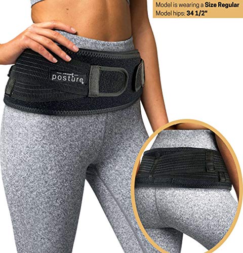 Product Cover Sacroiliac Hip Belt for Women and Men That Alleviate Sciatic, Pelvic, Lower Back and Leg Pain, Stabilize SI Joint | Trochanter Belt | Anti-Slip and Pilling-Resistant (Black, Regular)