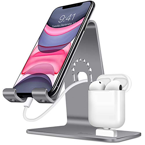 Product Cover Bestand 2 in 1 Apple iWatch Stand, Airpods Charger Dock, Phone Desktop Tablet Holder for Airpods, iPhoneX/XS/XS Max/XR/8/8 Plus/Samsung Galaxy S10/S9/S/iPad,Grey (Airpods Charging Case NOT Included)