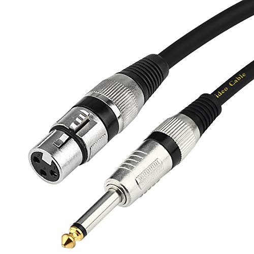 Product Cover Tisino Female XLR to 1/4 (6.35mm) TS Mono Jack Unbalanced Microphone Cable Mic Cord for Dynamic Microphone - 6.6 FT/2 Meters