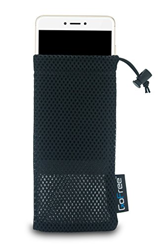 Product Cover GoFree Nylon Mesh Mobile Phone Pouch with Spring Lock - for 5.5 inch Phones - (Midnight Black)