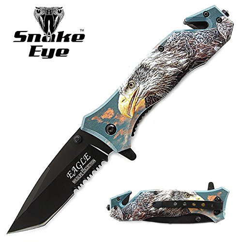 Product Cover Snake Eye Tactical 3D Print Design Rescue Style Folding Pocket Knife Outdoors Hunting Camping Fishing (Eagle)