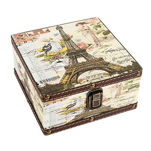 Product Cover WaaHome Wood Jewelry Keepsake Storage Box Memory Boxes Eiffel Tower Decorative Boxes For Girls Kids, 6.4