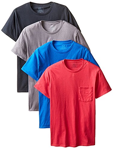 Product Cover Fruit Of The Loom Men's Pocket Crew Neck T-Shirt, Assorted, X-Large (Pack Of 4)