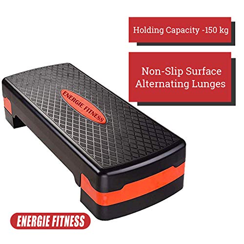 Product Cover Energie Fitness Adjustable Aerobic Stepper - Black Color - 2 Height Level 10 - 15 Cm