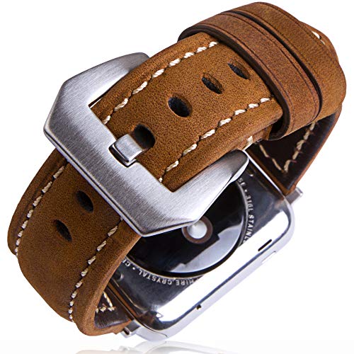 Product Cover SwizzClub Compatible Apple Watch Band Leather 42mm 44mm - Iwatch Band 44mm 42mm Series 4/3/2 - for Apple Watch Band Strap - Iwatch Strap - Apple Watch Band Brown Leather - Iwatch Bands for Women Men