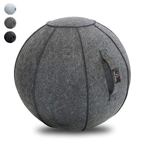 Product Cover Sitting Ball Chair with Handle for Home, Office, Pilates, Yoga, Stability and Fitness - Includes Exercise Ball with Pump (Himalayan Slate, 24 in)