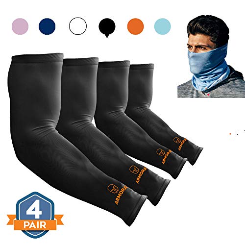 Product Cover ARMORAY Arm Sleeves for Men or Women - Compression Warmers to Cover Tattoo - for Basketball Golf Running Football Cycling or Sun Protection