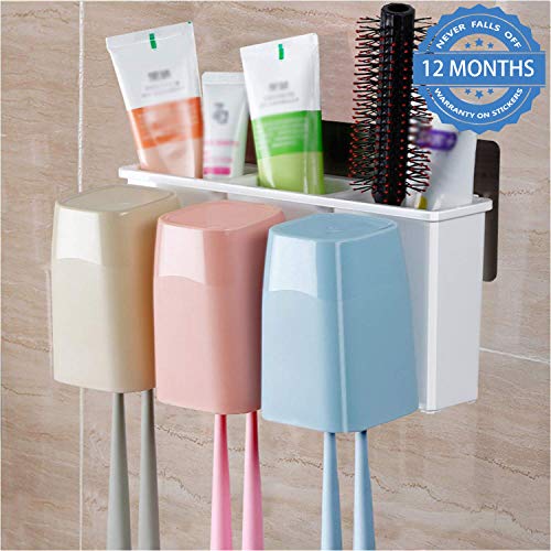 Product Cover Hokipo Self Adhesive Magic Sticker Anti-Dust Toothbrush Holder With 3 Cups