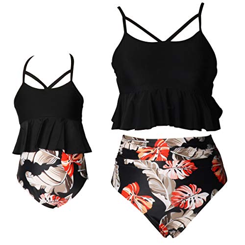 Product Cover Girls Two Piece Tankini Swimsuit Hawaiian Ruffle Swimwear Bathing Suit Set