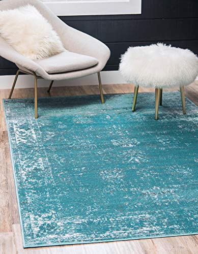 Product Cover Unique Loom Sofia Collection Traditional Vintage Turquoise Area Rug (7' 0 x 10' 0), Rectangle