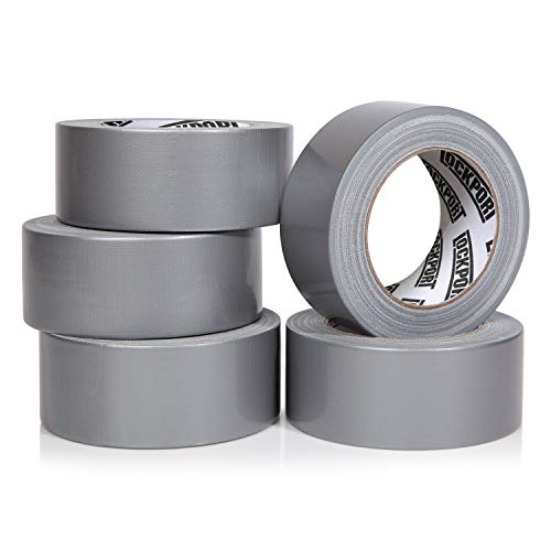 Product Cover Heavy Duty Silver Duct Tape - 5 Roll Multi Pack Industrial Lot - 30 Yards x 2 inch Wide - Large Bulk Value Pack of Grey Original Extra Strength, No Residue, All Weather. Tear by Hand