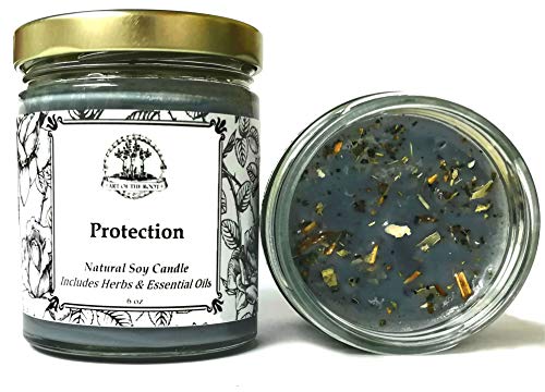 Product Cover Art of the Root Protection Soy Herbal Candle 8 oz for Negativity, Psychic Attacks & Evil Intentions Wiccan Pagan Hoodoo Conjure