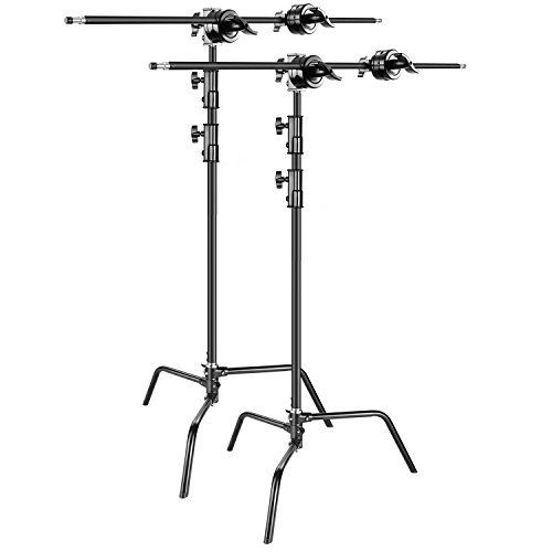 Product Cover Neewer 2-pack Heavy Duty Light Stand C-Stand - Max. 10 feet/3 meters Adjustable with 3.5 feet Holding Arm and Grip Head for Studio Video Reflector, Monolight and Other Photographic Equipment (Black)