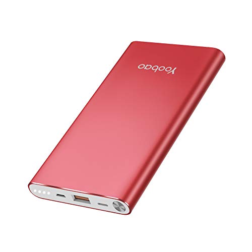 Product Cover Yoobao Portable Charger 10000mAh Slim Power Bank Powerbank External Cell Phone Battery Backup Charger Battery Pack Dual Input Compatible iPhone 11 Pro X XR Xs Max 8 7 Plus Android Samsung - Bright Red