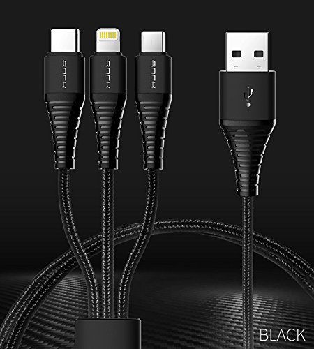 Product Cover ROCK- HI TENSILE (3 IN 1 TYPE C, LIGHTNING, MICRO) W / VERSION A CHARGING CABLE-(BLACK)