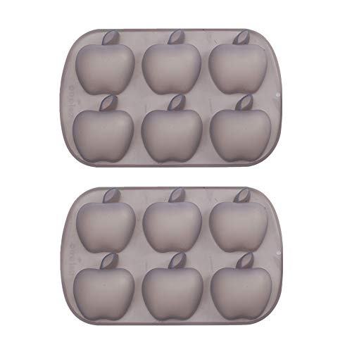 Product Cover Mirenlife 6 Cavity Apple Shape Non Stick Silicone Mold for Cake, Cupcake, Chocolate, Pastry, Muffin, Bread, Big Ice Cube, Soap, and More, Set of 2