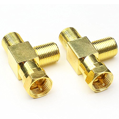 Product Cover ANHAN 3 Way F Type Male to 2X Female Connector M/F T Shaped Combiner Splitter Adapter RF Coax Adapter 2Packs