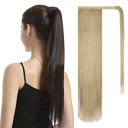 Product Cover BARSDAR 26 inch Ponytail Extension Long Straight Wrap Around Clip in Synthetic Fiber Hair for Women - Light Blonde