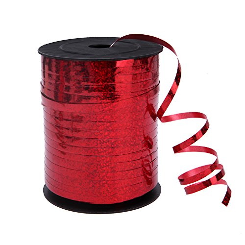 Product Cover Senkary 500 Yards Red Crimped Curling Ribbons Metallic Balloon Ribbon String for Party, Florist, Flowers, Crafts and Gift Wrapping, 5mm Width