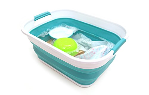 Product Cover SAMMART 17.5L (4.6 Gallon) Collapsible/Foldable/Pop Up/Portable Washing Tub, Water Capacity 13.5L/3.5 Gallon (1, Bright Blue)