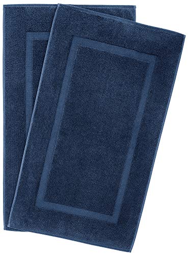 Product Cover 900 GSM Machine Washable 20x34 Inches 2-Pack Banded Bath Mats, Luxury Hotel and Spa Quality, 100% Ring Spun Genuine Cotton, Maximum Softness and Absorbency by United Home Textile, Navy Blue