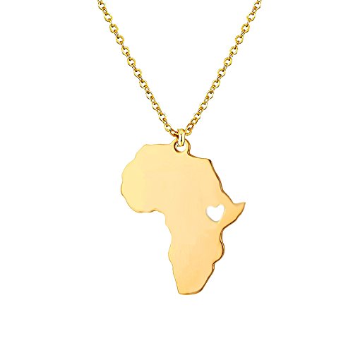 Product Cover Cute Africa Map Heart Shape Pendant Necklace Circle Choker for Girl and Women
