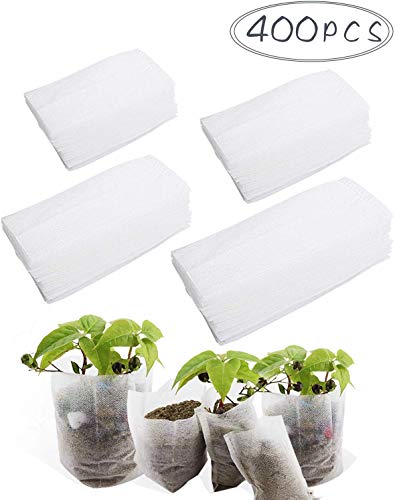 Product Cover BcPowr 400 PCS 4 Size Biodegradable Non-woven Nursery Bags Plant Grow Bags Fabric Seedling Pots Plants Pouch Home Garden Supply