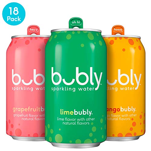 Product Cover bubly Sparkling Water, Tropical Thrill Variety Pack, 12 Fluid Ounces cans,  (18 Pack)