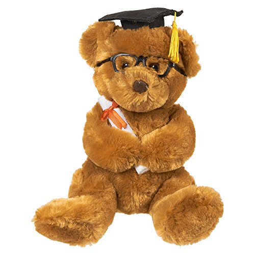 Product Cover Blue Panda Graduation Plush Bear - Stuffed Animal Louie The Teddy Bear with Glasses, Grad Cap, Diploma and Props - Great College Graduation Gift, 10.5 Inches, Brown