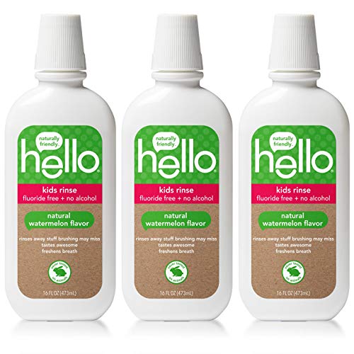 Product Cover Hello Oral Care Kids Fluoride Free and SLS Free Rinse, Organic Watermelon, 3 Count