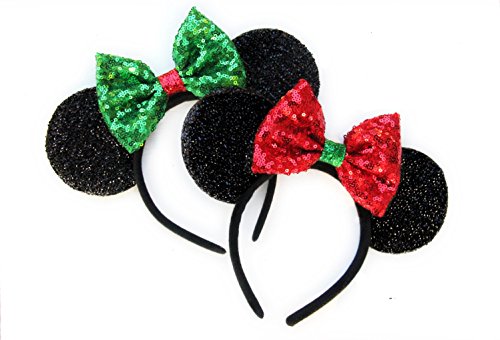 Product Cover CLGIFT Two x Christmas Mickey Ears, Christmas Minnie Ears, Christmas,Holiday Ears Rainbow