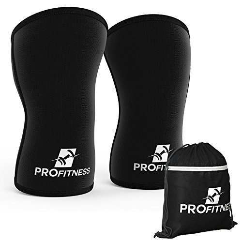 Product Cover ProFitness 7MM Knee Sleeve Squat Support and Compression for Powerlifting (Black, Medium)