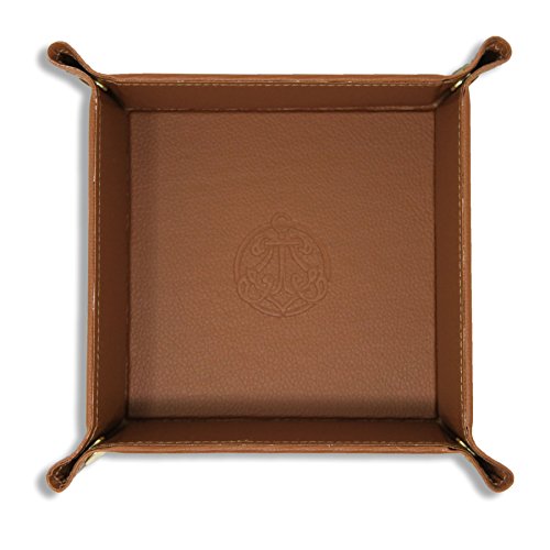 Product Cover SIVEL + SHARP Vegan Leather Valet Tray - Embossed Catchall Tray with Brass Snaps (Almond)