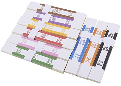 Product Cover Currency Straps - 300-Pack Assorted Bill Wrappers, Money Bands to Organize Bills, ABA Standard Colors, Self-Adhesive, 7.75 x 1.25 Inches