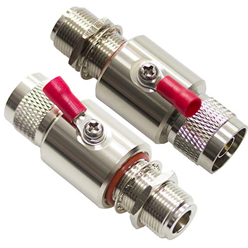 Product Cover Lightning Arrestor N Male to Female Bulkhead 50 Ohm 0-3GHz with 90V Gas Tube Coaxial WiFi Lightning Arrester (Lightning arrestor N Male to Female)