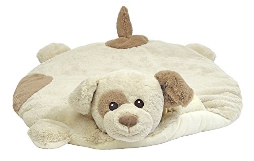 Product Cover Bearington Baby Lil' Spot Belly Blanket, Beige Puppy Dog Plush Stuffed Animal Tummy Time Play Mat