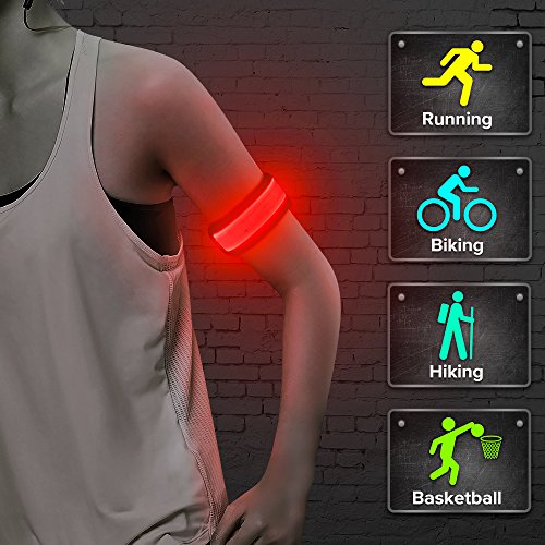 Product Cover Higo LED Running Armband, Glow in The Dark Sports Wrist Band, Light Up Slap Bracelets, for Runners, Joggers, Cyclists (Red 45cm)