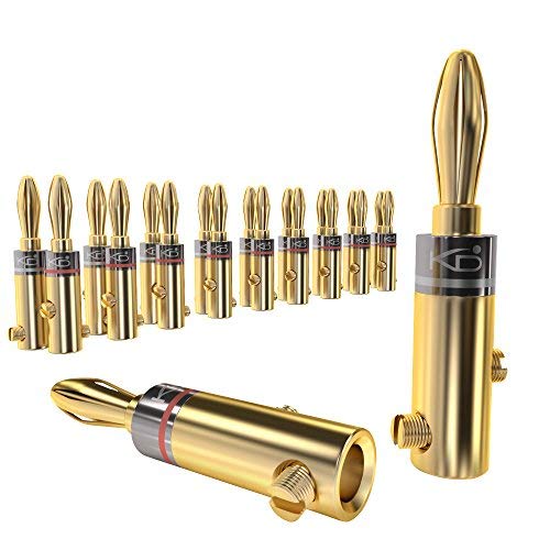 Product Cover KabelDirekt Banana Plug - 11-16 AWG, Connector (10 Pair), 24K Gold-Plated, Screwable, Suitable for Flexible Connection of the Cable to Hi-Fi Boxes, Amplifiers, AV Receivers and Sound Systems