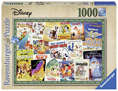 Product Cover Ravensburger 19874 Disney Vintage Movie Posters 1000 Piece Puzzle for Adults, Every Piece is Unique, Softclick Technology Means Pieces Fit Together Perfectly
