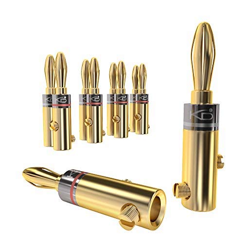 Product Cover KabelDirekt Banana Plug - 11-16 AWG, Connector (5 Pair), 24K Gold-Plated, Screwable, Suitable for Flexible Connection of the Cable to Hi-Fi Boxes, Amplifiers, AV Receivers and Sound Systems