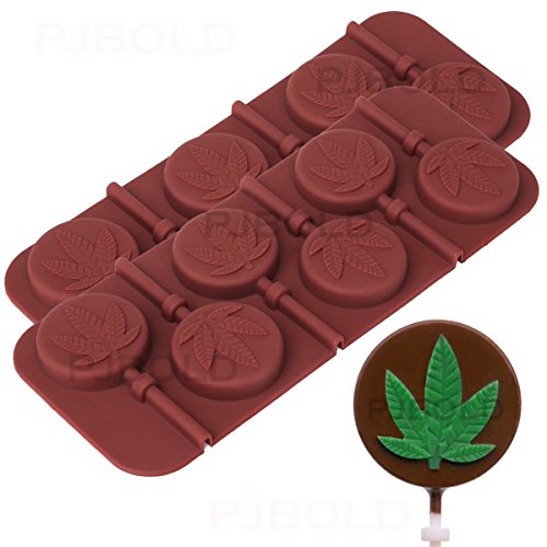 Product Cover Marijuana Leaf Lollipop Silicone Candy Mold Tray, 2 Pack