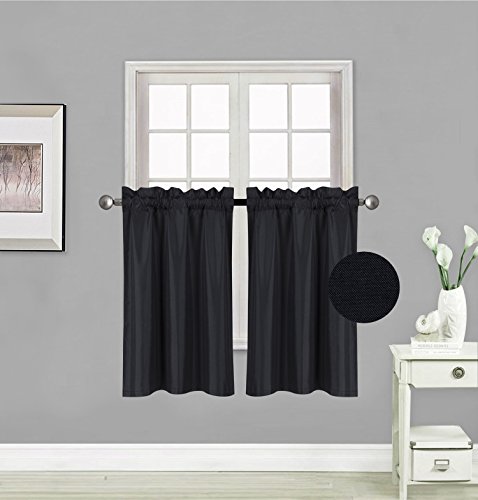Product Cover Elegant Home 2 Panels Tiers Small Window Treatment Curtain Insulated Blackout Drape Short Panel 30