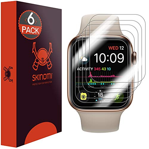 Product Cover Skinomi TechSkin [6-Pack] (Slim Design) Clear Screen Protector for Apple Watch Series 4 (40mm) Anti-Bubble HD TPU Film
