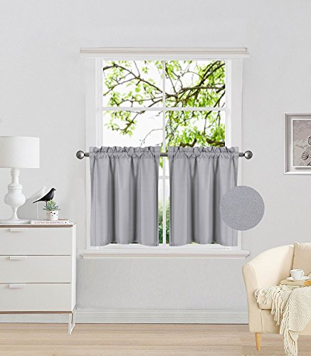 Product Cover Elegant Home 2 Panels Tiers Small Window Treatment Curtain Insulated Blackout Drape Short Panel 30