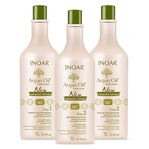 Product Cover INOAR PROFESSIONAL - Argan Oil Smoothing System Deep Cleansing Shampoo, Smoothing Treatment & Reconstructing Balm - Long-Lasting Smoothing Action for Dry & Uncontrollable Hair (33.8 oz/1000 ml)