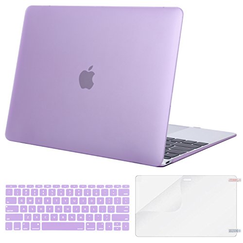 Product Cover MOSISO Plastic Hard Shell Case & Keyboard Cover Skin & Screen Protector Compatible with MacBook 12 inch with Retina Display (Model A1534, Release 2017 2016 2015), Purple